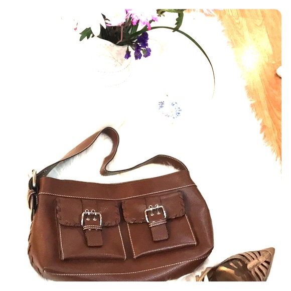 Y2K style BCBG MaxAzria brown pebble medium leather purse - Picture 1 of 8